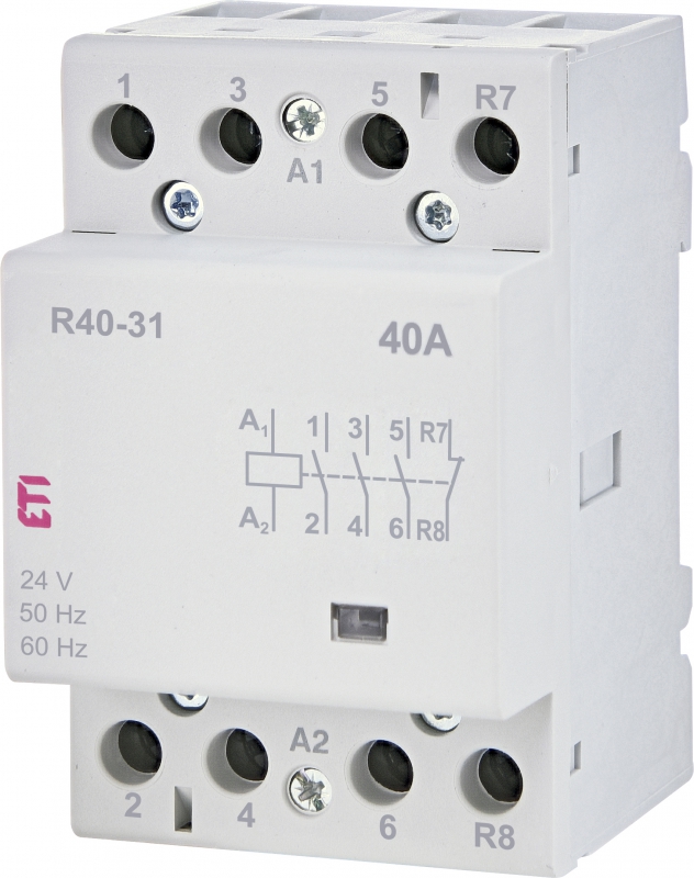 STYCZNIK MODUŁOWY 40A 3 STYKI ZWIERNE I 1 ROZWIERNY (3 MOD. 4 BIEG.) R 40-31 24V - 002463421 - ETI