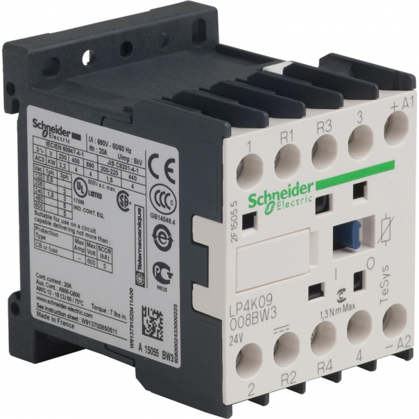 STYCZNIK MOCY TE 20A 4P 2NO 2NC CEWKA 24VDC ZACISKI SKRZYNKOWE SYS K - LP4K09008BW3 - SCHNEIDER ELECTRIC