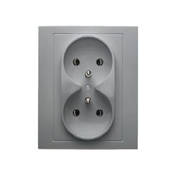 GNIAZDO PODWÓJNE Z UZIEMIENIEM 2X2P+Z ZACISKI ŚRUBOWE KOMPLETNE 16A 250V ALUMINIUM MAT LAKIEROWNY B.KWADRAT - 5361838984 - HAGER