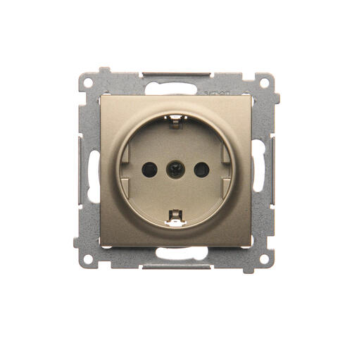 Gniazdo Schuko z przesłonami (moduł) 16A, 250V~, szybkozłącza; złoty mat - DGSz1CZ.01/44 - KONTAKT SIMON