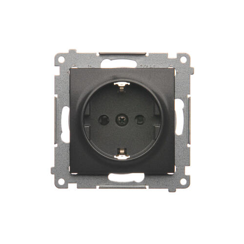 Gniazdo Schuko z przesłonami (moduł) 16A, 250V~, szybkozłącza; antracyt - DGSz1CZ.01/48 - KONTAKT SIMON