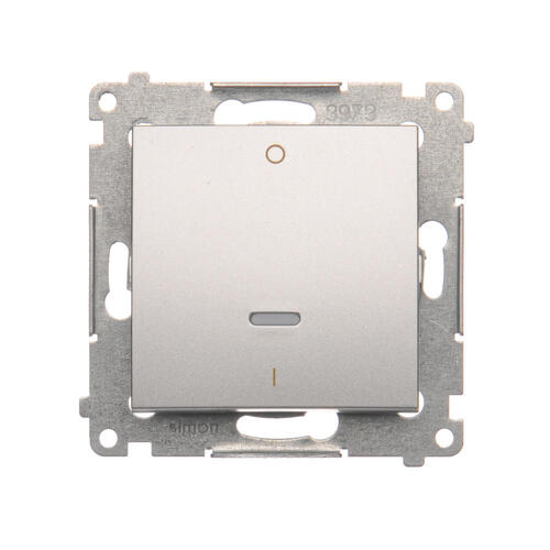 Łącznik dwubiegunowy z podświetleniem LED (moduł) 10AX, 250V~, szybkozłącza; srebrny mat - DW2L.01/43 - KONTAKT SIMON