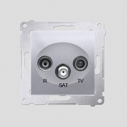 Gniazdo antenowe R-TV-SAT przelotowe (moduł); srebrny mat - DASP.01/43 - KONTAKT SIMON