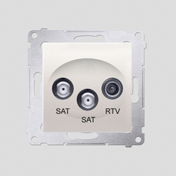Gniazdo antenowe satelitarne podwójne SAT-SAT-RTV (moduł); kremowy - DASK2.01/41 - KONTAKT SIMON