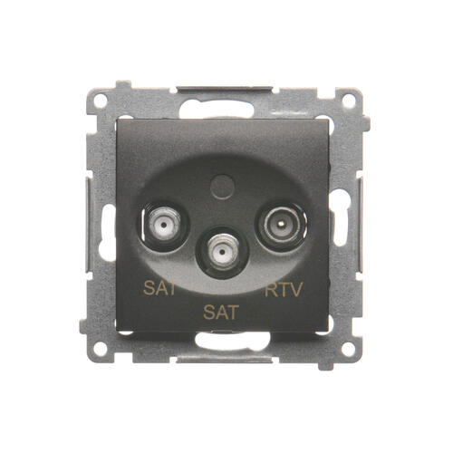 Gniazdo antenowe satelitarne podwójne SAT-SAT-RTV (moduł); antracyt - DASK2.01/48 - KONTAKT SIMON