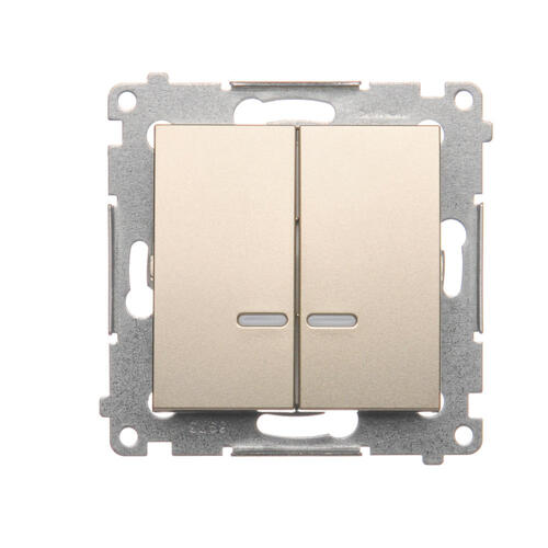 Łącznik świecznikowy z podświetleniem LED i do wersji IP44 (moduł) 10AX, 250V~, szybkozłącza; złoty mat   *Posiada wkładkę DU1W - DW5BL.01/44 - KONTAKT SIMON