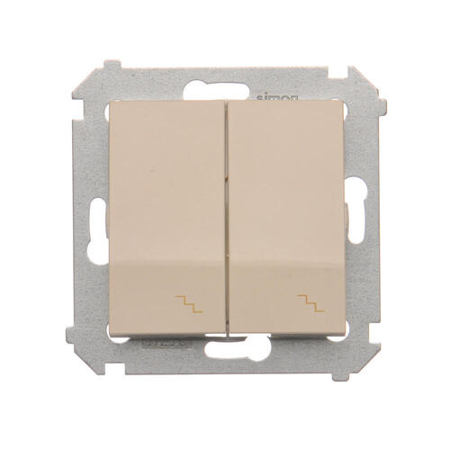 Łącznik schodowy podwójny z podświetleniem (moduł) 10AX, 250V~, zaciski śrubowe; kremowy - DW6/2L.01/41 - KONTAKT SIMON