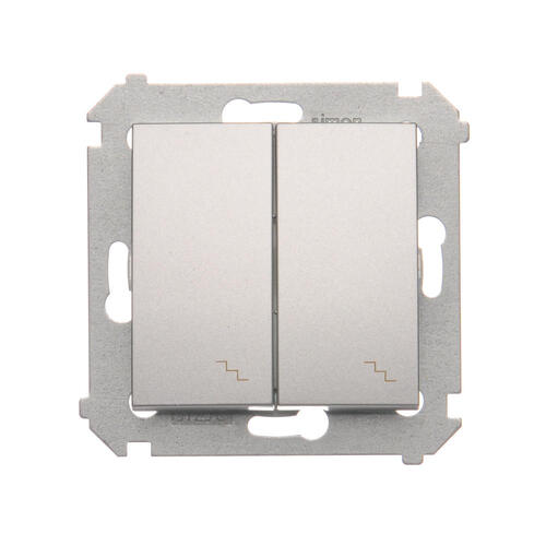 Łącznik schodowy podwójny z podświetleniem (moduł) 10AX, 250V~, zaciski śrubowe; srebrny mat - DW6/2L.01/43 - KONTAKT SIMON