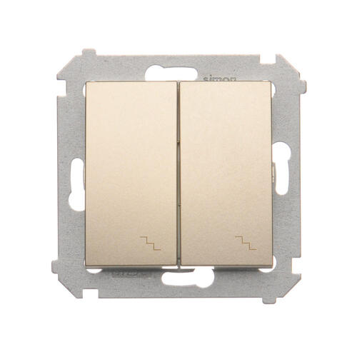 Łącznik schodowy podwójny z podświetleniem (moduł) 10AX, 250V~, zaciski śrubowe; złoty mat - DW6/2L.01/44 - KONTAKT SIMON