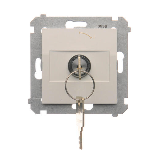 Łącznik na kluczyk chwilowy – przycisk (moduł) 2 pozycyjny „0-I” styk N/O, 5 A, 250~. Możliwość wyjęcia klucza tylko w pozycji 0; biały - DP1K.01/11 - KONTAKT SIMON