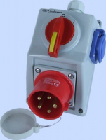 ZESTAW INSTALACYJNY Z/O C32-18.1N WŁĄCZ-WYŁĄCZ 0-I WTYK 3P+N+Z, 1 X 2P+Z IP-44 - 974023 - ELEKTROMET DZIERŻONIÓW