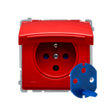 GNIAZDO POJEDYNCZE Z UZIEMIENIEM 2P+Z BRYZGOSZCZELNE DATA Z KLAPKĄ Z KLUCZEM UPRAWNIAJĄCYM ZACISKI ŚRUBOWE DO WERSJI IP44 16A 250V CZERWONY BASIC - BMGD1B.01/22 - KONTAKT SIMON