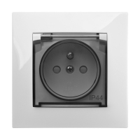 GNIAZDO PODWÓJNE Z UZIEMIENIEM IP44 Z PRZESŁONAMI TORÓW PRĄDOWYCH MODUŁ BIAŁE +TRA CARLA - 1766-10 - ELEKTRO-PLAST NASIELSK