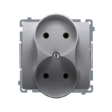 Gniazdo wtyczkowe podwójne bez uziemienia (moduł) z przesłonami torów prądowych, ?16A, 250V~, zaciski śrubowe; stal inox - BMG2MZ.01/21 - KONTAKT SIMON