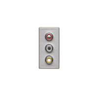 Płytka K45/2 złącz 3x RCA (CINCH) 22,5x45mm + wkłady; zaciski śrubowe; aluminium - K105B/8 - KONTAKT SIMON
