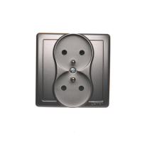 Gniazdo wtyczkowe z uziemieniem podwójne, monoblok, 16A, 250V~, zaciski śrubowe; stal inox  *Kompletne - nie do ramek - BMGZ2/21 - KONTAKT SIMON