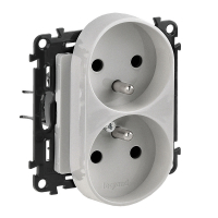 GNIAZDO PODWÓJNE Z UZIEMIENIEM ALUMINIUM VALENA LIFE - 753390 - LEGRAND