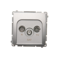 Gniazdo antenowe R-TV-SAT końcowe (moduł). 1x wejście: 5 MHz–2,4 GHz; srebrny mat *Może być użyte jako gn.zakończ. do gn.przelot. R-TV-SAT - BMZAR-SAT1.3/1.01/43 - KONTAKT SIMON