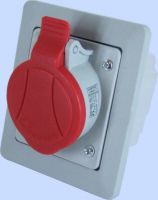 GNIZADO SKOŚNE PODTYNKOWE 16A 5P 400V Z RAMKĄ CZERWONY  - 921850 - ELEKTROMET DZIERŻONIÓW