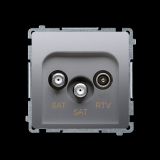 Gniazdo antenowe satelitarne podwójne końcowe SAT-SAT-RTV, (moduł). 2xwejście: SAT: 5&ndash;2400 MHz, RTV: 5&ndash;862 MHz; srebrny mat - BMZAR+SAT3.1-P2.01/43 - KONTAKT SIMON