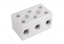 ZŁĄCZKA GWINTOWA PORCELANOWA Z OTWORAMI MONTAŻOWYMI, 10 MM2, 3 TORY - (KOLOR BIAŁY) CPO-15A-3P - 80723516 - SIMET