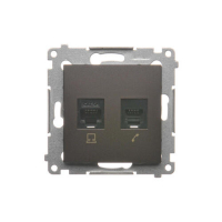 Gniazdo komputerowe RJ45 kategoria 5e + telefoniczne RJ12 (moduł); brąz mat - D5T.01/46 - KONTAKT SIMON