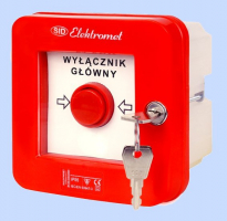 WYŁĄCZNIK ALARMOWY SAMOCZYNNY P/T Z ZAMKIEM I MŁOTECZKIEM 4 TORY PRĄDOWE 12A NC-NO NC-NO WGZP-4S  - 921546 - ELEKTROMET DZIERŻONIÓW
