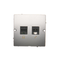 Gniazdo komputerowe RJ45 kat.5e + telefoniczne RJ11 (moduł). Montaż gniazda na wkręty do puszki; srebrny mat - BMF5T.02/43 - KONTAKT SIMON
