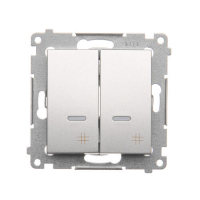 Łącznik krzyżowy podwójny z podświetleniem (moduł) 10AX, 250V~, szybkozłącza; srebrny mat - DW7/2L.01/43 - KONTAKT SIMON