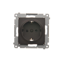 Gniazdo Schuko z przesłonami (moduł) 16A, 250V~, zaciski śrubowe; brąz mat - DGSz1Z.01/46 - KONTAKT SIMON