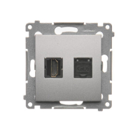GNIAZDO HDMI + KOMPUTEROWE RJ45 KAT. 6 SREBRNY MAT SIMON 54 - DGHRJ45.01/43 - KONTAKT SIMON