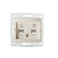 GNIAZDO KOMPUTEROWO-TELEFONICZNE, (RJ45 KAT. 6+RJ11) KREMOWY LOGI. - 25172 - KANLUX