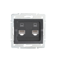 Gniazdo komputerowe podwójne niezależne (2x RJ45Cat 5e Jack) LOGI 02-1410-041 gr   - 25287 - KANLUX