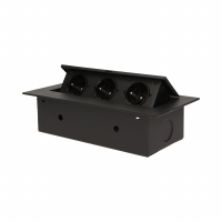 GNIAZDO WPUSZCZANE W BLAT 3X2P+Z Z PŁASKIM RANTEM CZARNY - OR-AE-1371/B - ORNO