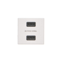 USB ładowarka K45 (45x45) gniazdo typ A 5V/2,1A; czysta biel - K126E/9 - KONTAKT SIMON