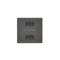 USB ładowarka K45 (45x45) gniazdo typ A 5V/2,1A; szary grafit - K126E/14 - KONTAKT SIMON