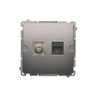 Gniazdo antenowe typu "F" + RJ45 kat.6 (moduł); stal inox - BMAFRJ45.01/21 - KONTAKT SIMON