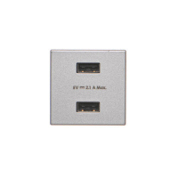 USB ładowarka K45 (45x45) gniazdo typ A 5V/2,1A; aluminium - K126E/8 - KONTAKT SIMON