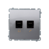 Gniazdo komputerowe RJ45 kat.5e + telefoniczne RJ11 (moduł). Montaż gniazda na wkręty do puszki; stal inox - BMF5T.02/21 - KONTAKT SIMON
