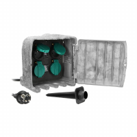 Gniazdo ogrodowe KAMIEŃ, 4x2P+Z, kabel gumowy H07RN-F 3x1,5mm2, 3m, 2 tryby pracy: automatyczny (max.1100W)/ręczny (max.3680W) - OR-AE-13185 - ORNO