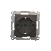 Gniazdo Schuko z przesłonami (moduł) 16A, 250V~, szybkozłącza; brąz mat - DGSz1CZ.01/46 - KONTAKT SIMON