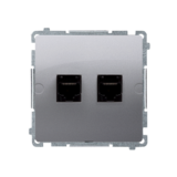 Gniazdo komputerowe RJ45 podwójne kategoria 5e (moduł). Montaż gniazda na wkręty do puszki; stal inox - BMF52.02/21 - KONTAKT SIMON