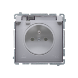 Gniazdo wtyczkowe z uziemieniem, bryzgoszczelne IP44 (moduł) 16A, 250V~, zaciski śrubowe. Klapka transparentna; stal inox - BMGZ1B.01/21A - KONTAKT SIMON