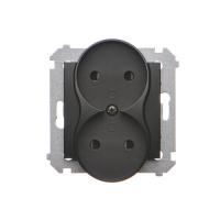 Gniazdo wtyczkowe bez uziemienia z przesłonami podwójne (moduł) 16A, 250V~, zaciski śrubowe; czarny *Do ramek S54 PREMIUM - DG2MZ.01/49 - KONTAKT SIMON
