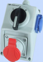 ZESTAW C16-48.1 ZMIANA KIERUNKU OBROTÓW L-0-P GNIAZDO 3P+Z, 1 X 2P+Z IP-54. - 971613 - ELEKTROMET DZIERŻONIÓW