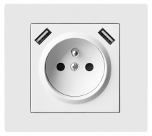 VESTRA Gniazdo podtynkowe 2P+Z + 2xUSB zasilające, bez ramki, kolor biały. - 3888-10 - ELEKTRO-PLAST NASIELSK