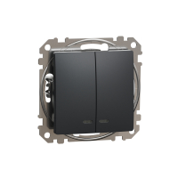 ŁĄCZNIK PODWÓJNY Z PODŚWIETLENIEM CZARNY ANTRACYT 10AX 250V SEDNA DESIGN - SDD114105L - SCHNEIDER ELECTRIC