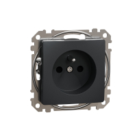 GNIAZDO POJEDYNCZE Z UZIEMIENIEM 2P+Z z PRZESŁONAMI ZACISKI ŚRUBOWE CZARNY ANTRACYT SEDNA DESIGN - SDD114011 - SCHNEIDER ELECTRIC