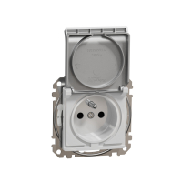 Gniazdo 2P+PE z przesłonami IP44, srebrne aluminium Sedna Design - SDD213013 - SCHNEIDER ELECTRIC