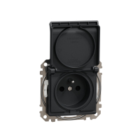 GNIAZDO POJEDYNCZE Z UZIEMIENIEM 2P+Z Z KLAPKĄ ZACISKI ŚRUBOWE IP44 CZARNY ANTRACYT SEDNA DESIGN - SDD214013 - SCHNEIDER ELECTRIC